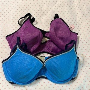 Victoria’s Secret Balconet bra blue & pink 32D multi way lot of 2